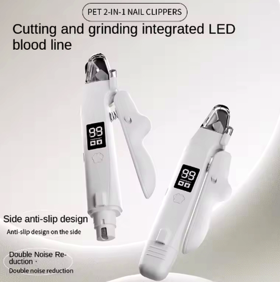 Animal Trimmer 2 in 1 Pet Dog Nail Grinder and Clipper with Led Light